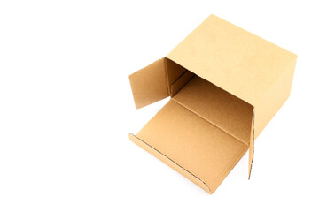 simple brown cardboard box with open lid, suitable for packing and transporting various items
