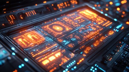 Futuristic Digital Tablet Interface for Data Visualization and Analysis in High-Tech Research Environment