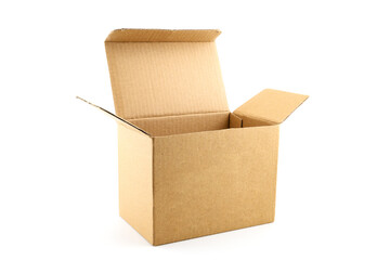 simple brown cardboard box with open lid, suitable for packing and transporting various items