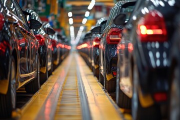 Obraz premium Passengers entering yellow metro train in underground station