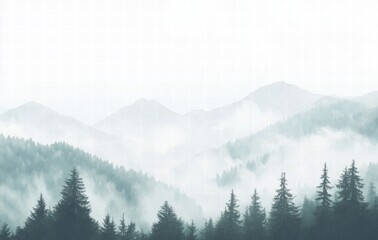 Naklejka premium Misty Mountain Serenity