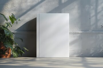 Minimalist White Book Cover Mockup Portrait A4 US-Letter Brochure Magazine Display on Gray Background