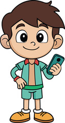 Obraz premium cute-boy-with-phone.eps