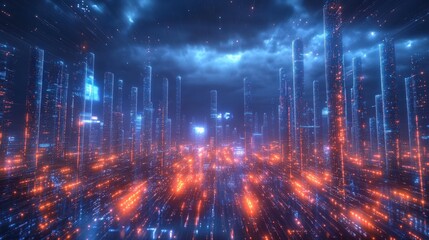 Fototapeta premium Futuristic Digital Cityscape