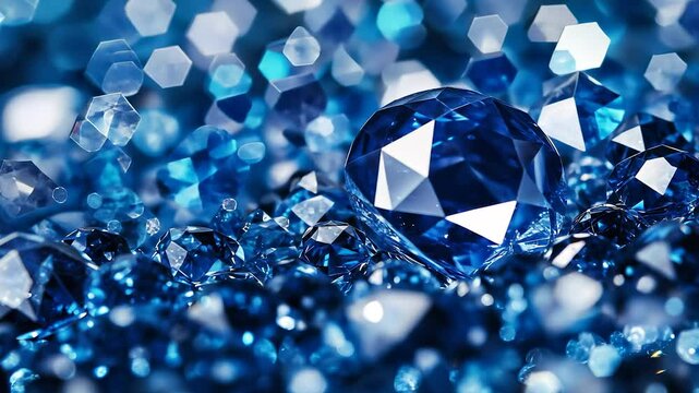 Blue diamond background wallpaper. Blurred blue stones on a blue background. Close up of a plan with a glare. Wallpaper with a blue diamond pattern lifestyle.