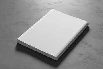 Fototapeta premium Blank Booklet on Gray Background for Design Presentation, Elegant Magazine, Modern Paper Brochure, Isolated Journal Template, Soft Shadowed Render