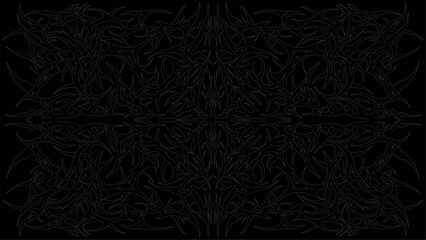 Neo tribal Y2k cyber sigil aesthetic backdrop, symmetry intricate shape. Vector illustration of emo gothic tribal tattoo designs, metal music poster