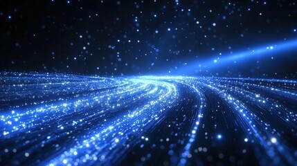 Abstract Blue Light Trails in Motion