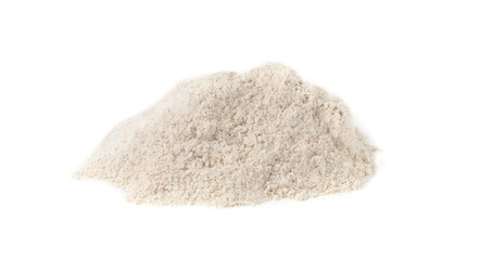 Pile of brown rice flour isolated on white