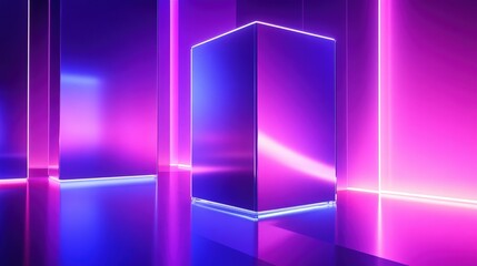 Abstract Neon Cube Display Stage