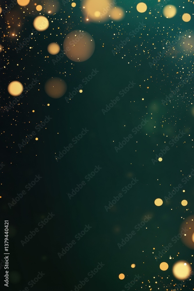 Poster abstract bokeh background with golden particles