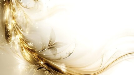 Abstract golden flowing elegant floral design with bright shining details