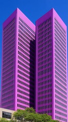 Obraz premium Pink Twin Towers with Cityscape.