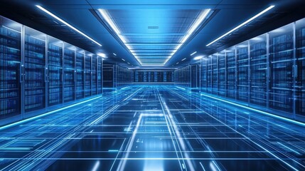 Fototapeta premium Futuristic Server Room Data Network