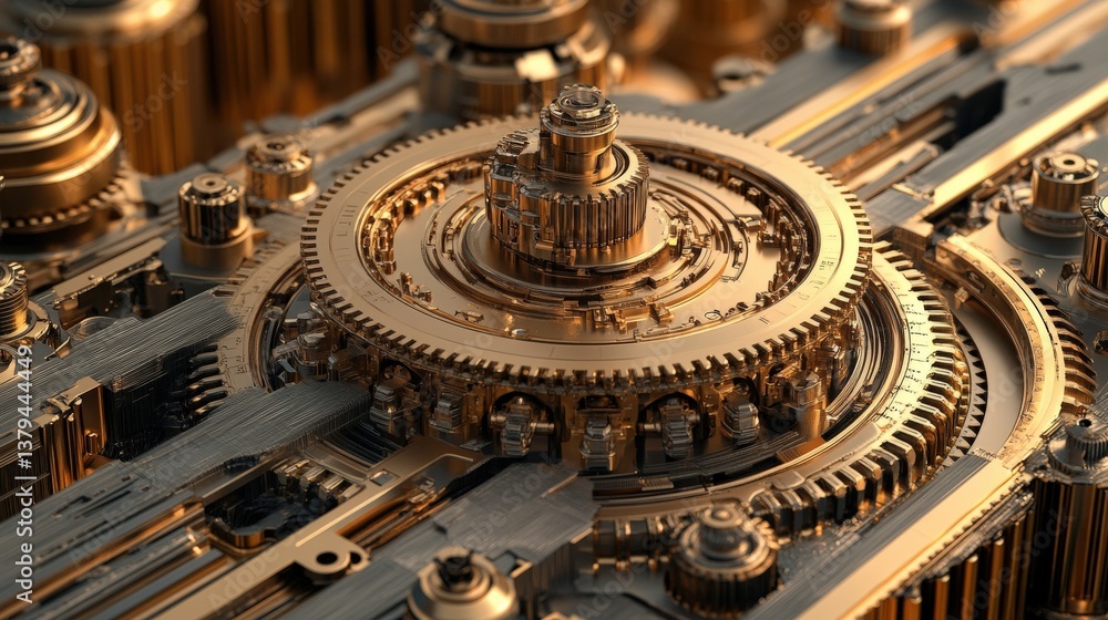Poster intricate mechanical gears and cogs