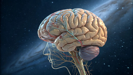Fototapeta premium human brain rotation in biological background