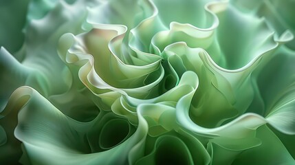 Obraz premium A close-up of flowing, textured green fabric resembling organic forms.