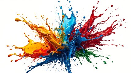 colorful paint explosion isolated on white background.AI GENERATED