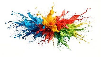 colorful paint explosion isolated on white background.AI GENERATED