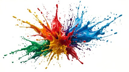 colorful paint explosion isolated on white background.AI GENERATED