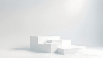 Empty podium or pedestal showcased on a white background featuring a box stand concept Blank product display shelf as a backdrop 3D rendering