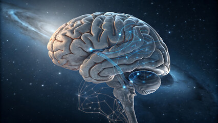 Fototapeta premium human brain rotation in biological background