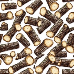 Wood logs pattern on white background tile pattern