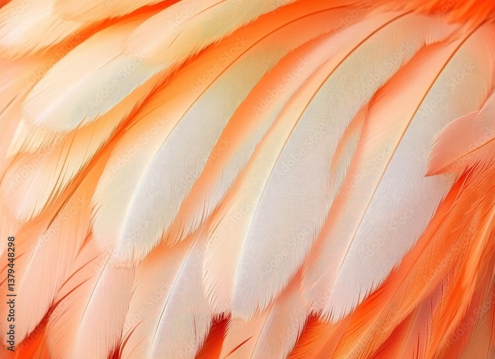 Poster close-up of flamingo feathers displaying natural texture and delicate colors