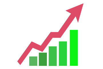 graph of success/ graph chart with arrow, profit growing symbol, progress bar symbol. Vector illustration.