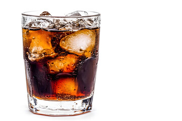 Ice Cold Soda Drink with Cubes in Glass