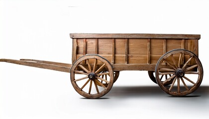 Fototapeta premium old wooden cart on white background