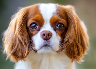 Cavalier King Charles Spaniel Portrait Close Up with Sweet Expression