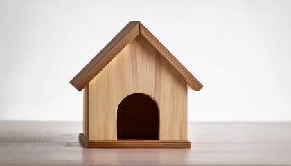 wooden toy house on white background
