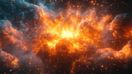 Abstract Cosmic Explosion Vibrant Light Streaks Dark Background Digital Art