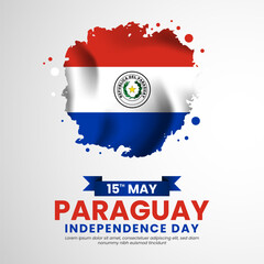 Obraz premium Paraguay Brush painted grunge flag for Independence day square background