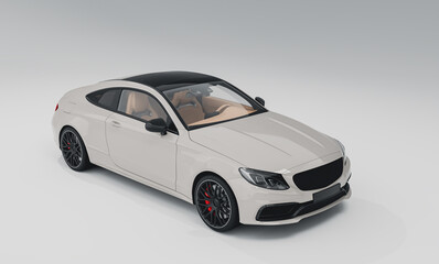 White Luxury car on white grey background