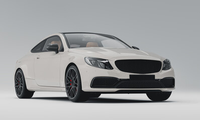 Fototapeta premium White Luxury car on white grey background