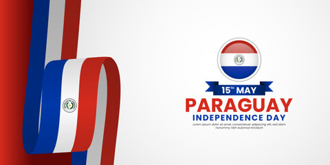 Paraguay Independence Day Celebration Background Design. Template for Poster, Backdrop, Banner, Advertising, Greeting Card