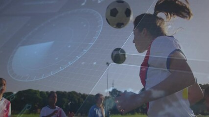 Practicing soccer, players using animation and digital data overlay on field - Powered by Adobe