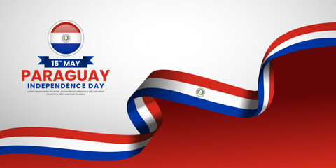 Paraguay Independence Day Celebration Background Design. Template for Poster, Backdrop, Banner, Advertising, Greeting Card