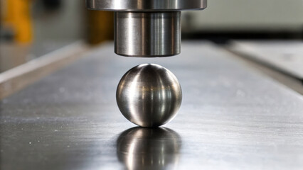 metal sphere is being tested for strength in engineering environment, showcasing precision and innovation in material testing