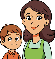 mother with child cartoon vector art