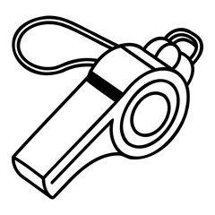 Whistle Vector Silhouette | Simple Black Outline PNG on Transparent background