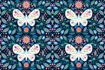 seamless butterfly and floral pattern