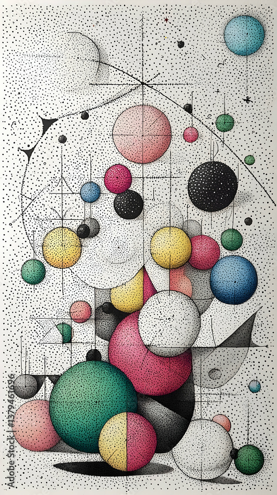 Poster abstract colorful geometric shapes background with circles and dots