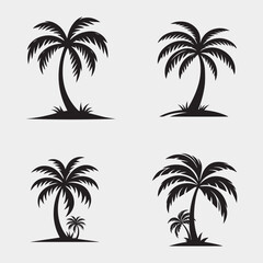 Palm Tree Silhouettes Tropical Island Icons