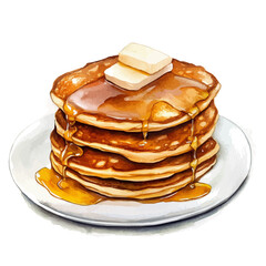 watercolor vector of Pancakes, isolated on a white background. Pancakes vector

