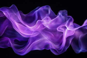 Obraz premium Abstract purple and blue smoke wave on black background.