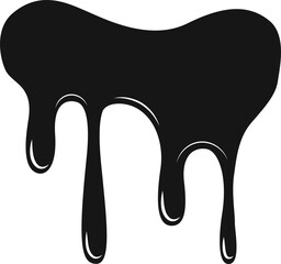 Dark viscous black liquid forming a smooth drip.