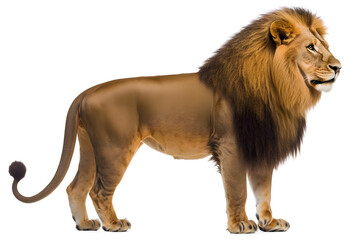 Obraz premium Majestic Lion Stands Proudly, Wild Cat